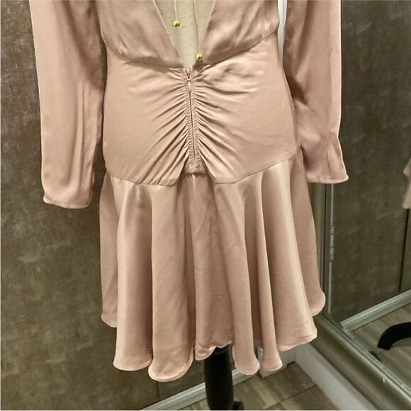 Zimmermann 100% viscose Elegant Pink Long Sleeve ruched Dress, S - Picture 10 of 13